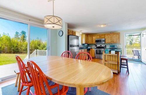 Lisbon House | Charming Landaff home with a deck, firepit, fireplace, partial AC, and W/D