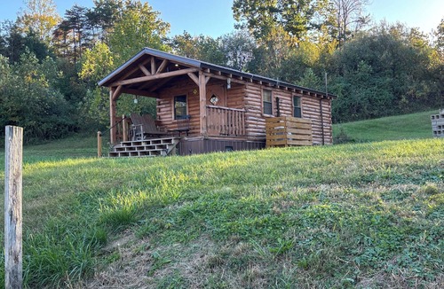 Kerr Apartment | Charming one-room cabin 12 acre retreat private bath, kitchenette & log gazebo.
