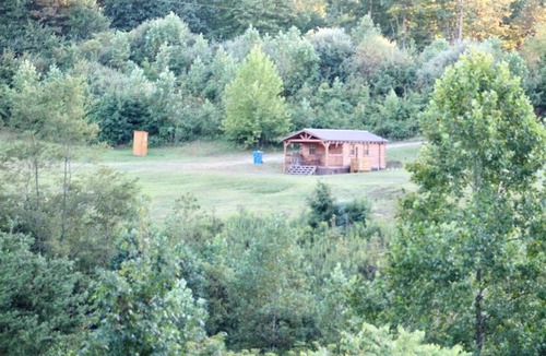 Kerr Apartment | Charming one-room cabin 12 acre retreat private bath, kitchenette & log gazebo.