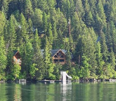 Kalispell House | Christys Cottage Waterfront with slide and Ice Shanty