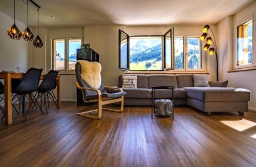 Adelboden Apartment | Chuenislodge1 Neu, grosse Terrasse & Designerofen, prächtige Aussicht