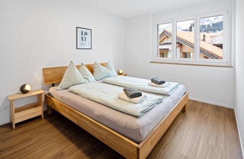 Adelboden Apartment | Chuenislodge1 Neu, grosse Terrasse & Designerofen, prächtige Aussicht