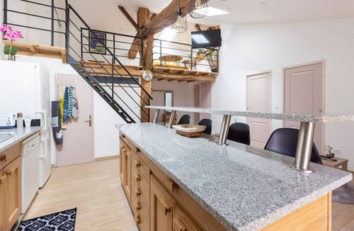 Casteljaloux Apartment | Close to town center, 11 minutes from Center Parc. Mezzanine and children's play area.