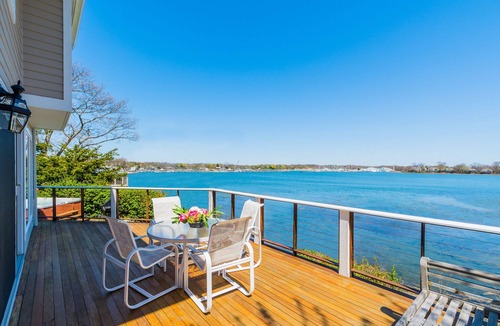 Branford House | Coastal Waterfront Retreat- Private Beach & Hot Tub
