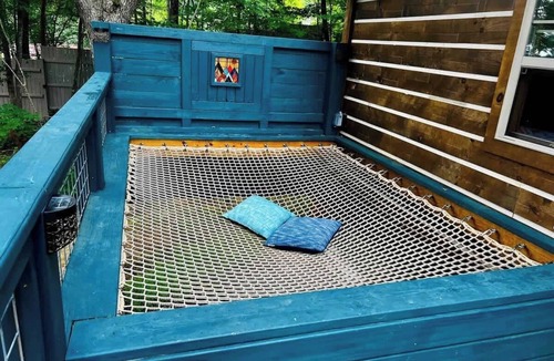 Lupton City Cabin | Colorful Log Cabin w Private Trails and Firepits
