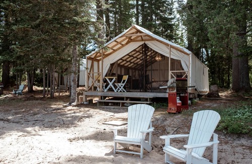 Strong RV Rental | Comfortable Tent Rental with Fire Pit on Lake Bernard, Ontario