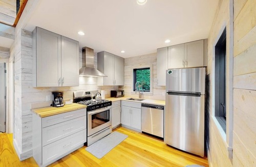 Lamoine House | Contemporary home with woodstove, firepit, 2 kitchens & fast WiFi- walk to beach