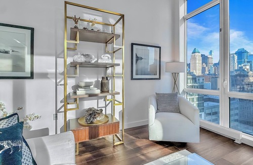 Hell's Kitchen Apartment | Corner Skyline Living 1BR with Floor to Ceiling Views Walk to Times Square