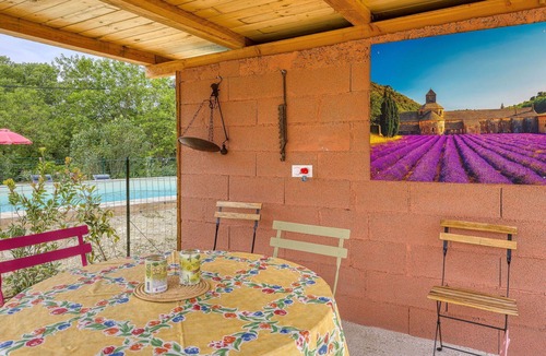 Saint-Laurent-La-Vernede Apartment | Cosy apartment for 4 people with A/C, pool, WIFI, TV and patio