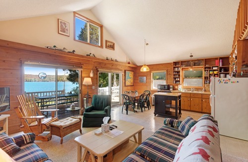 Boyne City House | Cottage with lake views, private dock & firepit - near public boat launch