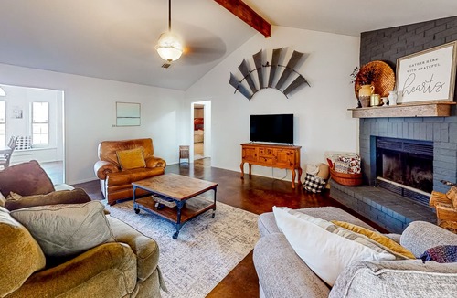 Crawford House | Country home with large yard, covered patio, firepit, AC, & W/D