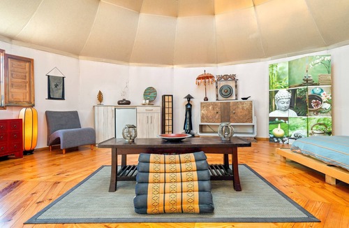 Camarles RV Rental | Country House 'Yurta Mongola Delta Del Ebro' with Sea View, Shared Pool and Wi-Fi