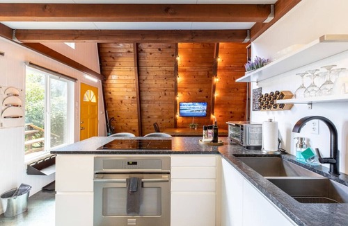 Lakeside Cabin | Cozy A-Frame w/Spa+14 acres+EV+Trails+Lake Access