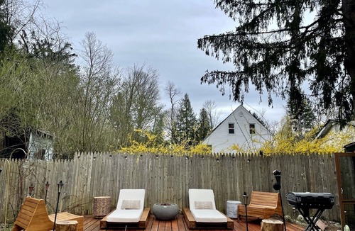 Carmel Cabin | Cozy cabin with deck and fireplace steps from White Pond Lake. Dog friendly.