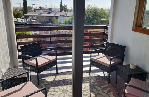 El Paso Apartment | Cozy Central, modern retreat with city night view from private balcony