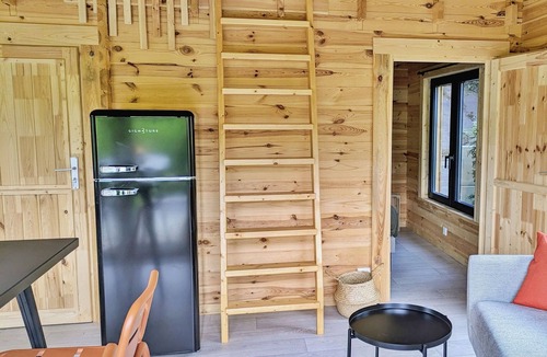 Saint-Berthevin Cottage | Cozy chalet for 4, terrace, 2 bedrooms at Coupeau camping