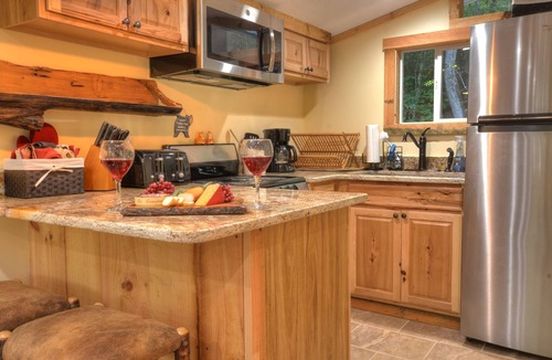 Almond House | Cozy Forest Tiny Cabin Hot Tub Fire Pit Pets Welcome Near NOC & GSMR