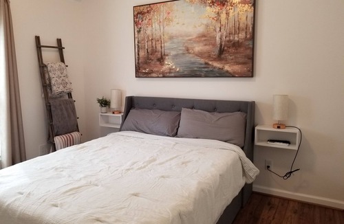 Phenix City Ski Chalet | Cozy, spacious tiny home with porch and BBQ