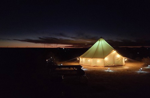 Salt Flat RV Rental | Cozy Yurt. Queen Bed. Guadalupe Mountain View