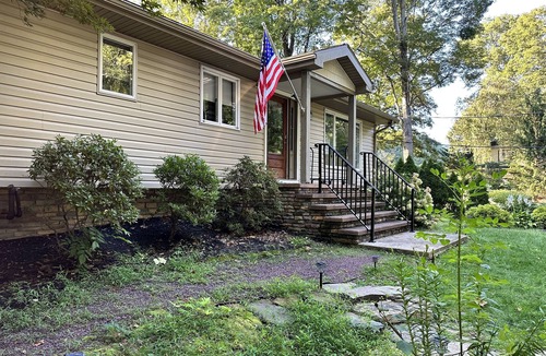 Montoursville House | Creekfront getaway with hot tub and fire pit.
