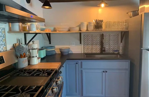 Coxsackie House | Creekside farmhouse w/fireplace & hot tub