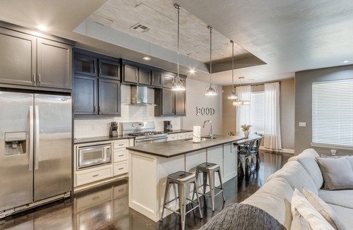 Edmond House | Custom Industrial-Chic Home with Fenced Yard