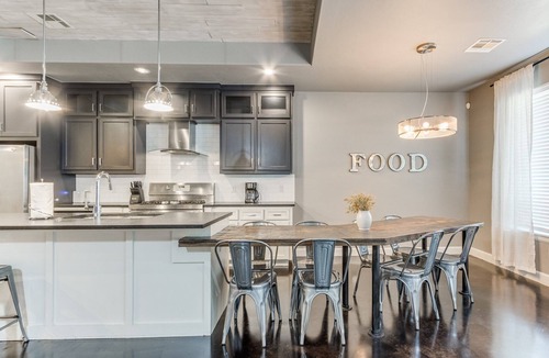 Edmond House | Custom Industrial-Chic Home with Fenced Yard