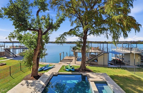 Kingsland House | Cypress Hideaway: Lakefront w/Pool, Spa & Slide
