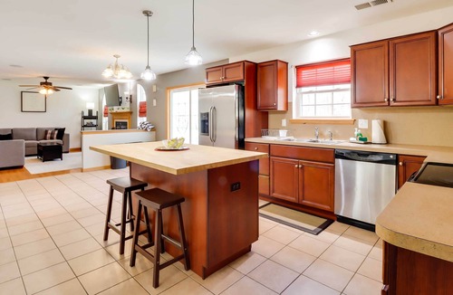 Albrightsville House | Deck, Game Room & Fire Pit: Poconos Retreat