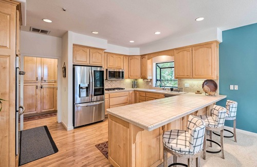 Glencoe House | Deck & Views: Lush A-Frame Cabin in Pioneer!