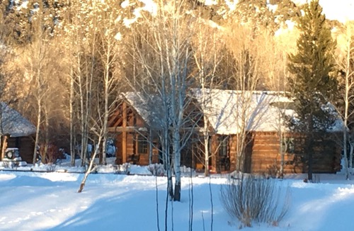 Rigby Cabin | “Deer” Log Cabin with 2Q Log Beds, Bath and Kitchenette
