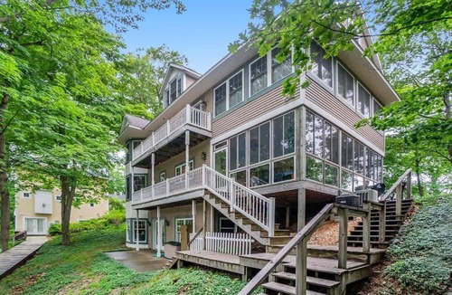Macatawa House | Delightful Private Wooded Setting Stunning Harbor Views, Private Beach Access, Tennis