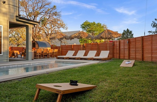 Central East Austin House | Desert Retreat: Heated Pool Sauna Theater