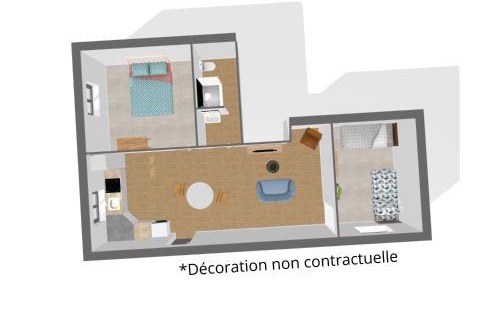 Sainte-Anne - Faubourg Noyon Apartment | Dewailly, 2 chambres, 3 lits, élégant, 700m centre ville