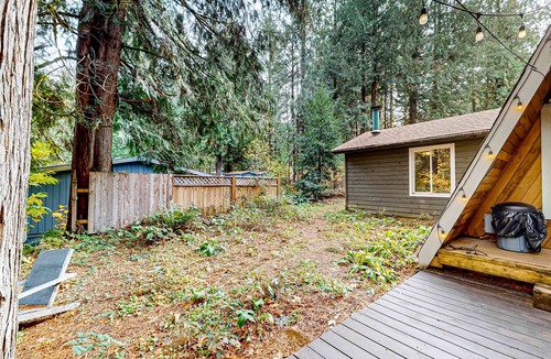 Marmot Cabin | Dog-friendly A-frame near the river with game room, firepit, wood stove, & grill