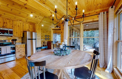 Hidden Lake Cabin | Dog-friendly cabin with covered porch, patio, firepit, fireplace, & grill