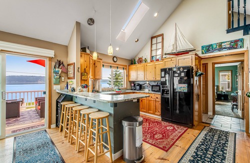 Camano Island House | Dog-friendly home with a great deck, ocean view & firepit on beachfront lawn