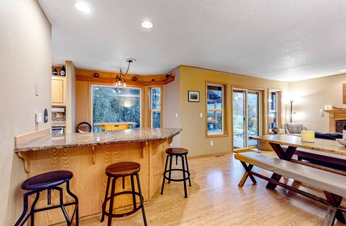 Mount Hood Village House | Dog-friendly home with hot tub, shared pool, firepit, fireplace, & river access