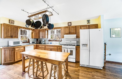 Wevertown House | Dog-friendly home with pool table, firepit, wood stove, deck, grill, & WiFi