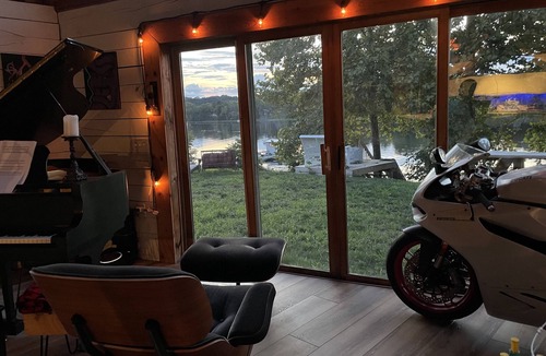 Newtonville Ski Chalet | Dream A-Frame Cabin on the Hudson with heated pool and dock! Sleeps 10; Pets ok!