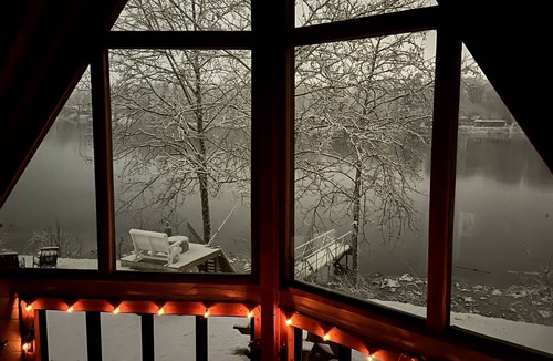 Newtonville Ski Chalet | Dream A-Frame Cabin on the Hudson with heated pool and dock! Sleeps 10; Pets ok!