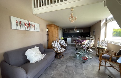 Jullouville Apartment | Duplex 50m from the beach & shops, private garden, parking available, no pets