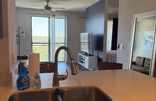 North Burnet Apartment | Elegant Domain Studio, Luxury Stay Steps from Dining & Shopping