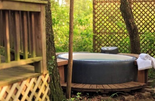 Cat Spring Cabin | Enchanted Cabin nestled in thick woods near Enchanted Lake & Private Hot Tub!