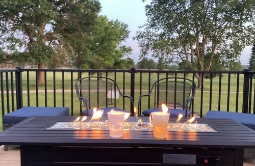 Altoona House | Enjoy golf course views with hot tub and fire pit.