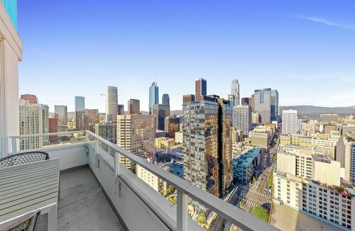 Downtown Los Angeles Apartment | Enjoy panoramic views from our corner 3 bdr/3 baths w/private balcony