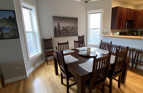 Chicago Condo | Entire top floor 3 bedroom with 2 office spaces, dining table for 8 & Deck!
