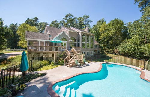 Lancaster House | Family fun! Large home, pool, fire pit, hot tub, kayaks, & beautiful water views