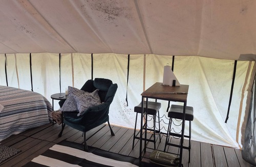 Douglas County RV Rental | Family Glamping Tent in Relaxing Campground in West Omaha