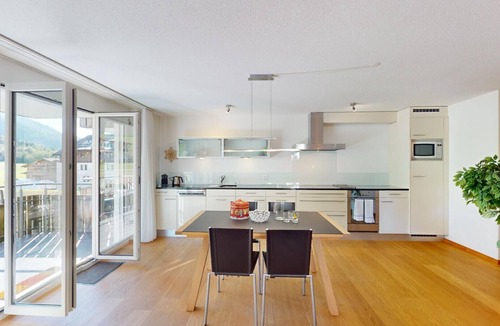 Lenz Apartment | Family ski oasis with mountain view